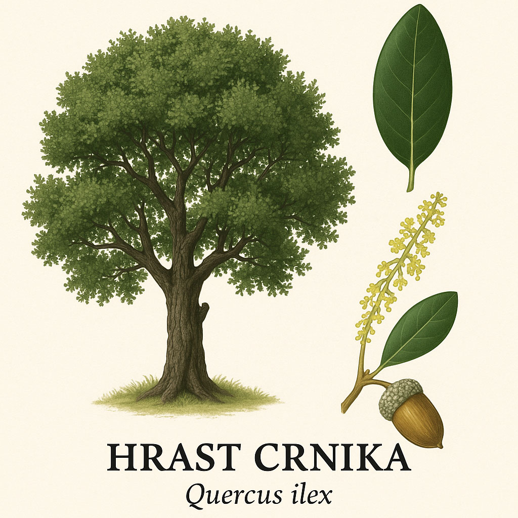 hrast, crnika, česvina, česmina, Quercus ilex