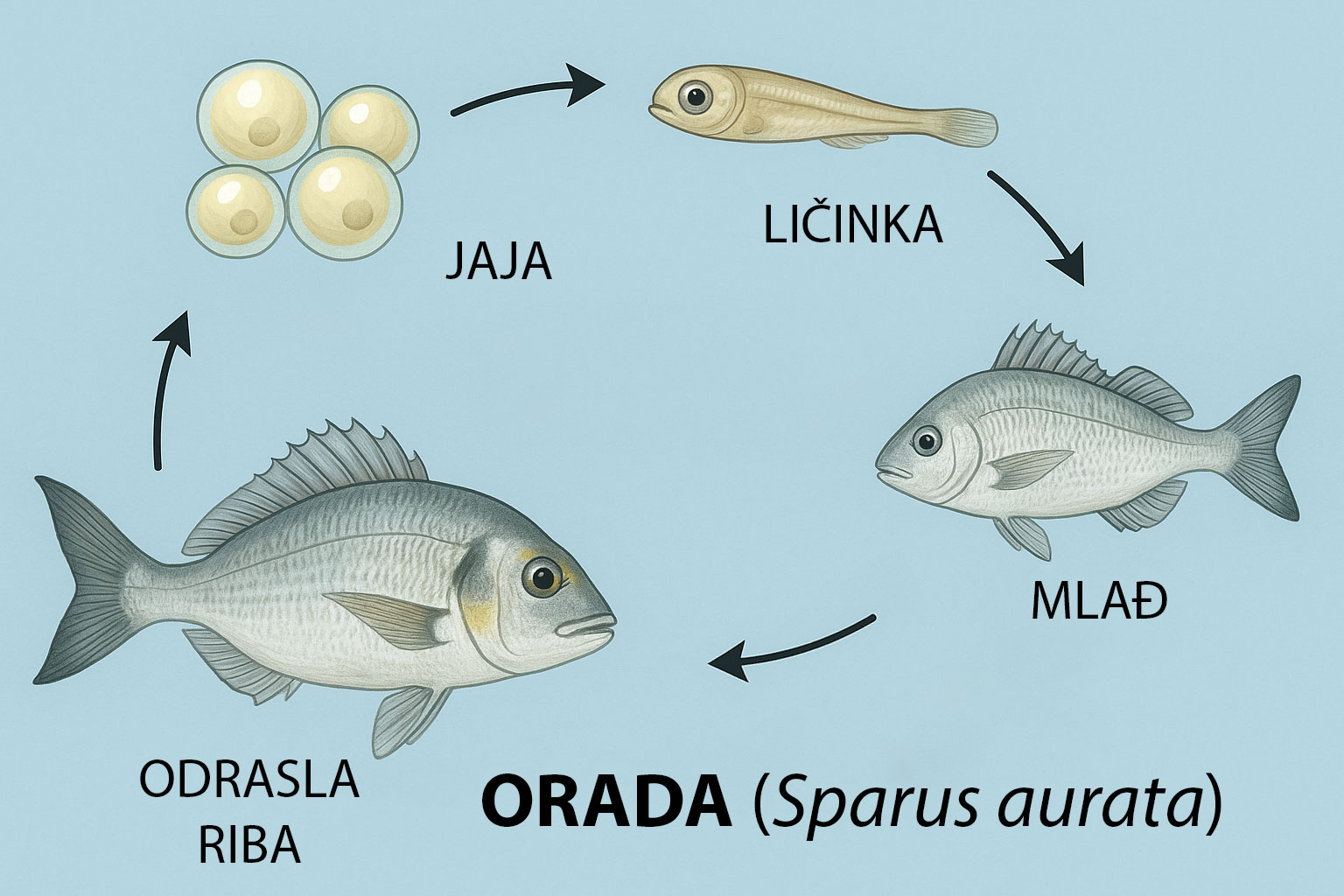 orada, Sparus aurata, komarča