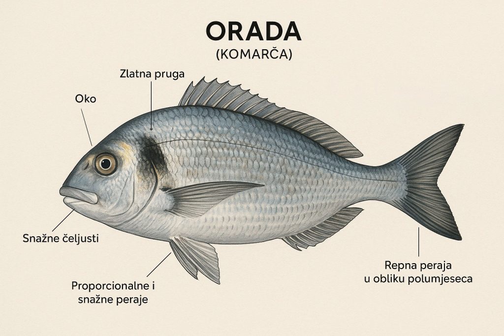 orada, Sparus aurata, komarča