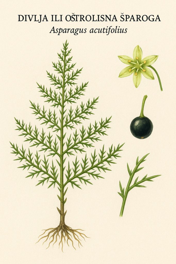Divlja šparoga, oštrolisna šparoga. Asparagus acutifolius