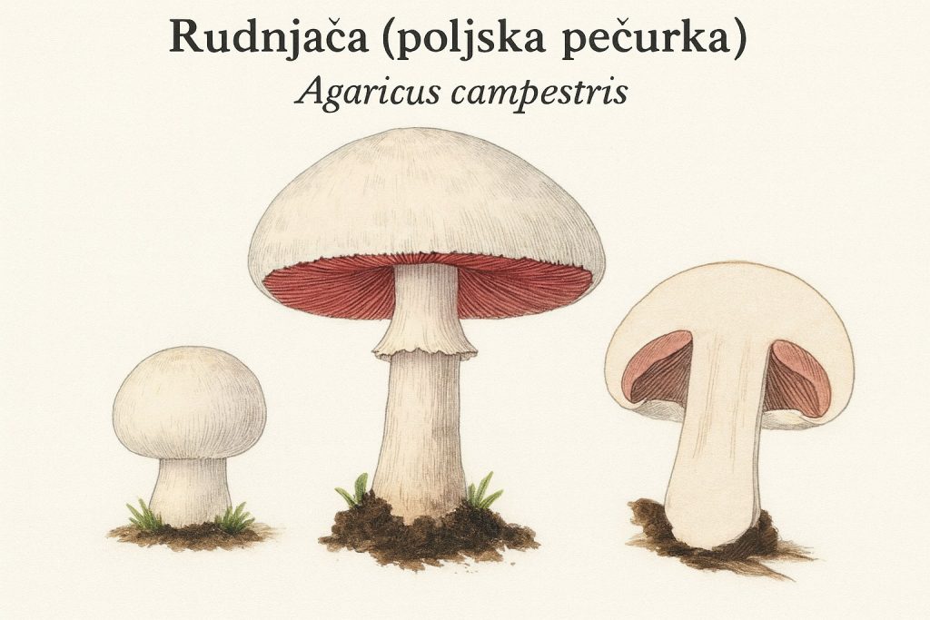 rudnjača, poljska pečurka, Agaricus campestris, gljive, gljiva, pečurke