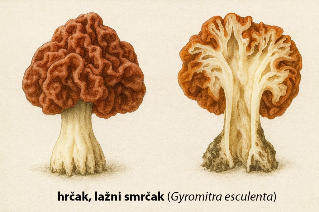 hrčak, lažni smrčak, Gyromitra esculenta, otrovne gljive