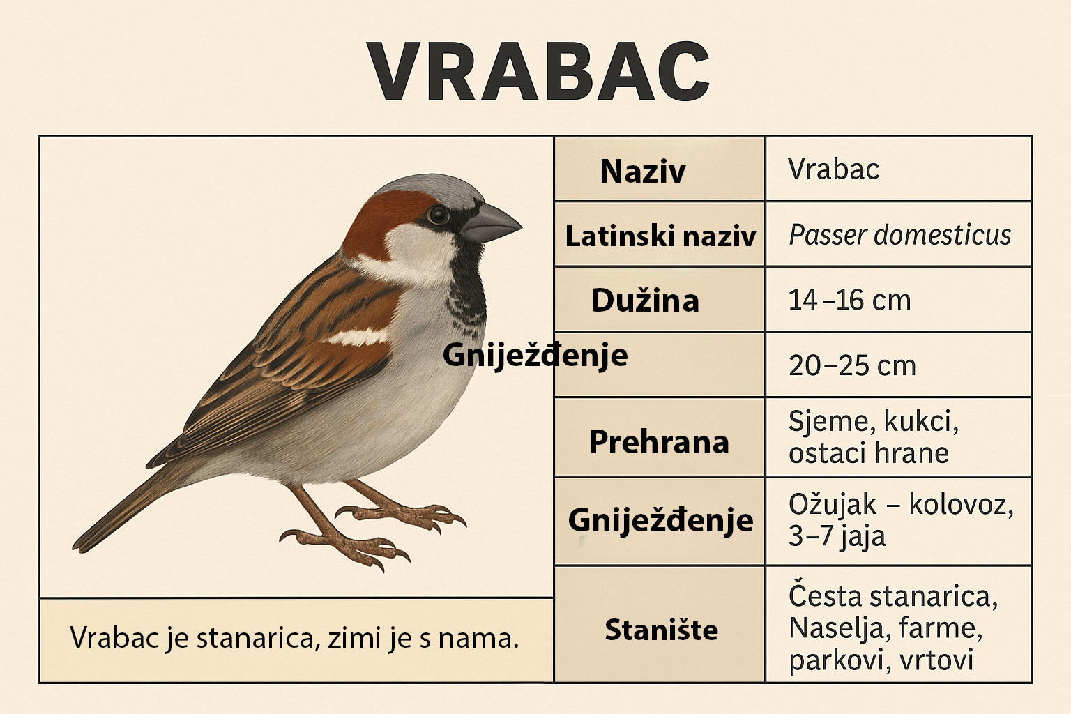 Vrabac - mali stanar naših dvorišta - Priroda Hrvatske